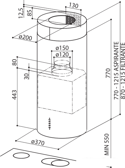 Кухонная вытяжка Faber Cylindra IS./4 EV8 X A37- фото3