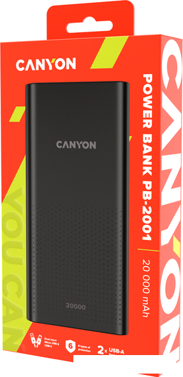 Внешний аккумулятор Canyon CNE-CPB2001B 20000mAh (черный)- фото3