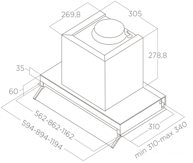 Кухонная вытяжка Elica Boxin LX/BL MAT/A/60 PRF0172166- фото3