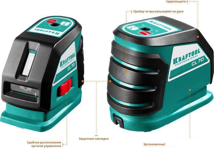 Лазерный нивелир KRAFTOOL CL-70-4 34660-4 (с держателем и детектором, кейс)- фото3