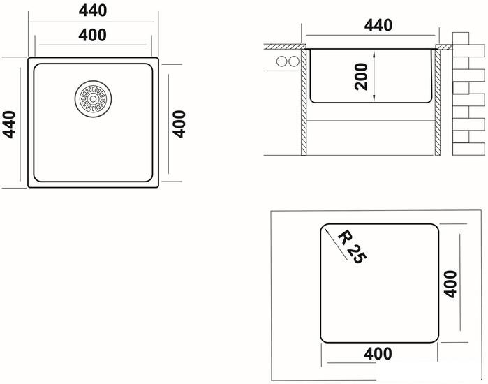 Кухонная мойка Ukinox Лофт LOB400.400-GT10P- фото4
