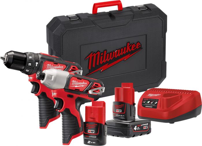 Milwaukee M12 M12BPP2B-421C 4933443497 (шуруповерт, винтоверт, 2 АКБ, кейс)- фото
