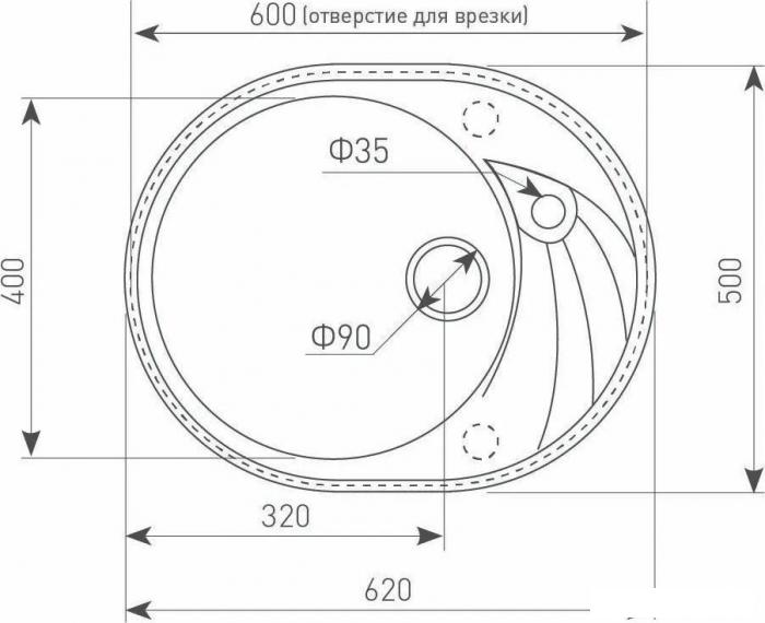 Кухонная мойка Ecoshtein Kreis OV 620 (серый шелк)- фото2