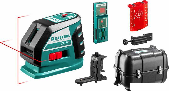 Лазерный нивелир KRAFTOOL CL-70-4 34660-4 (с держателем и детектором, кейс)- фото