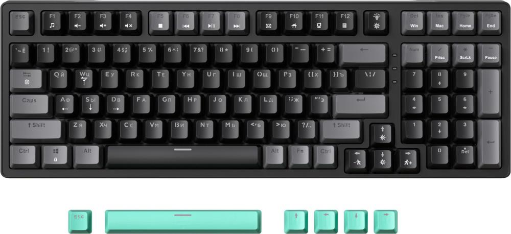 Клавиатура JEGG ZA99 Black Grey Green (TNT Yellow)- фото