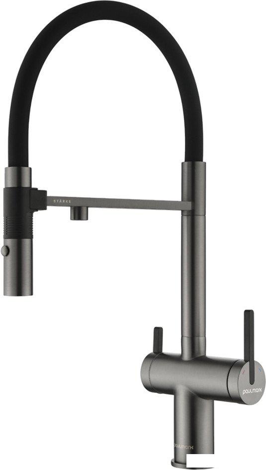 Смеситель Paulmark Gravity Gr213888-GM (черный/вороненая сталь)- фото