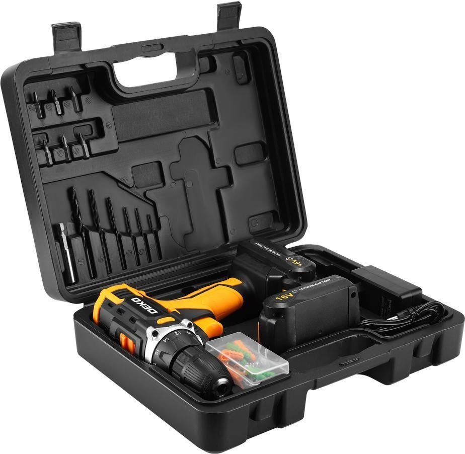 Дрель-шуруповерт Deko Sharker 16V Set 63 083-1041 (с 2-мя АКБ, кейс)- фото2