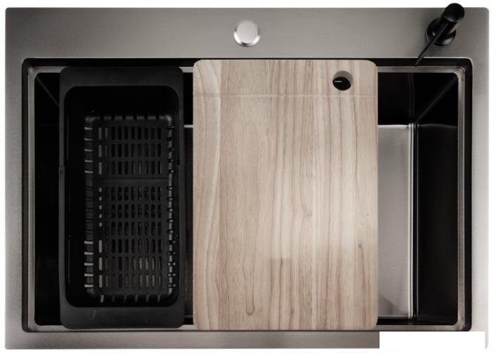 Кухонная мойка Stellar S7050NB-A (нано черный, c доской)- фото2