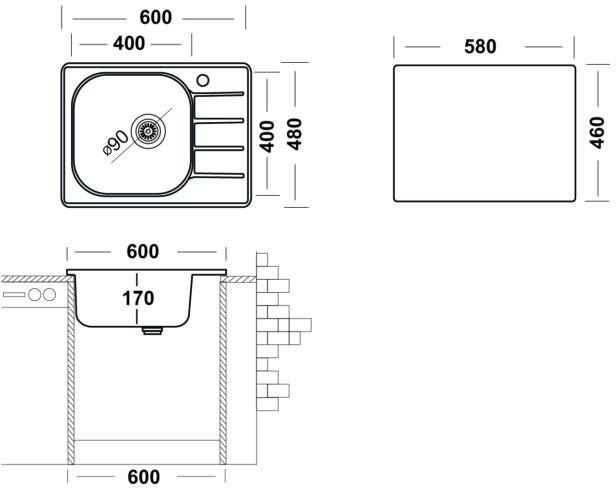 Кухонная мойка Ukinox Гранд GRM600.480 GT6K 1R- фото2