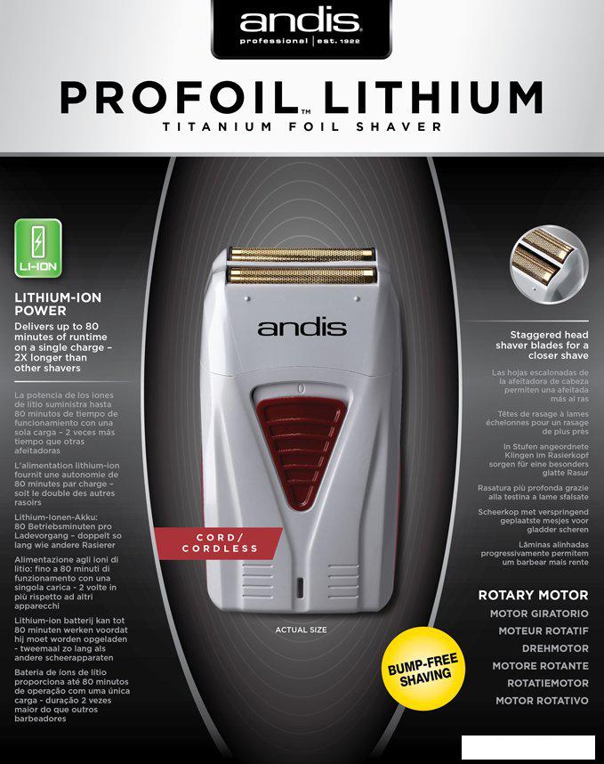 Электробритва Andis ProFoil Lithium Titanium Foil Shaver TS-1 17240- фото4