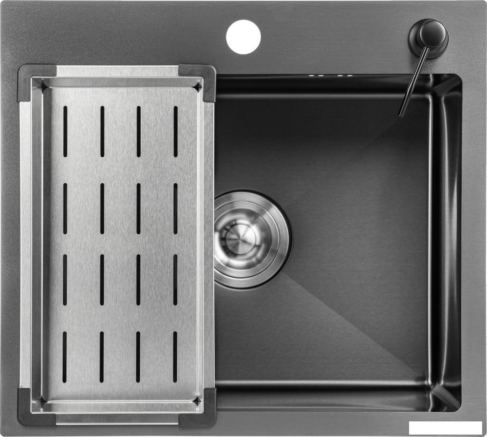 Кухонная мойка Saniteco 5045 Nano + смеситель Spike (с сифоном, дозатором и коландером)- фото2