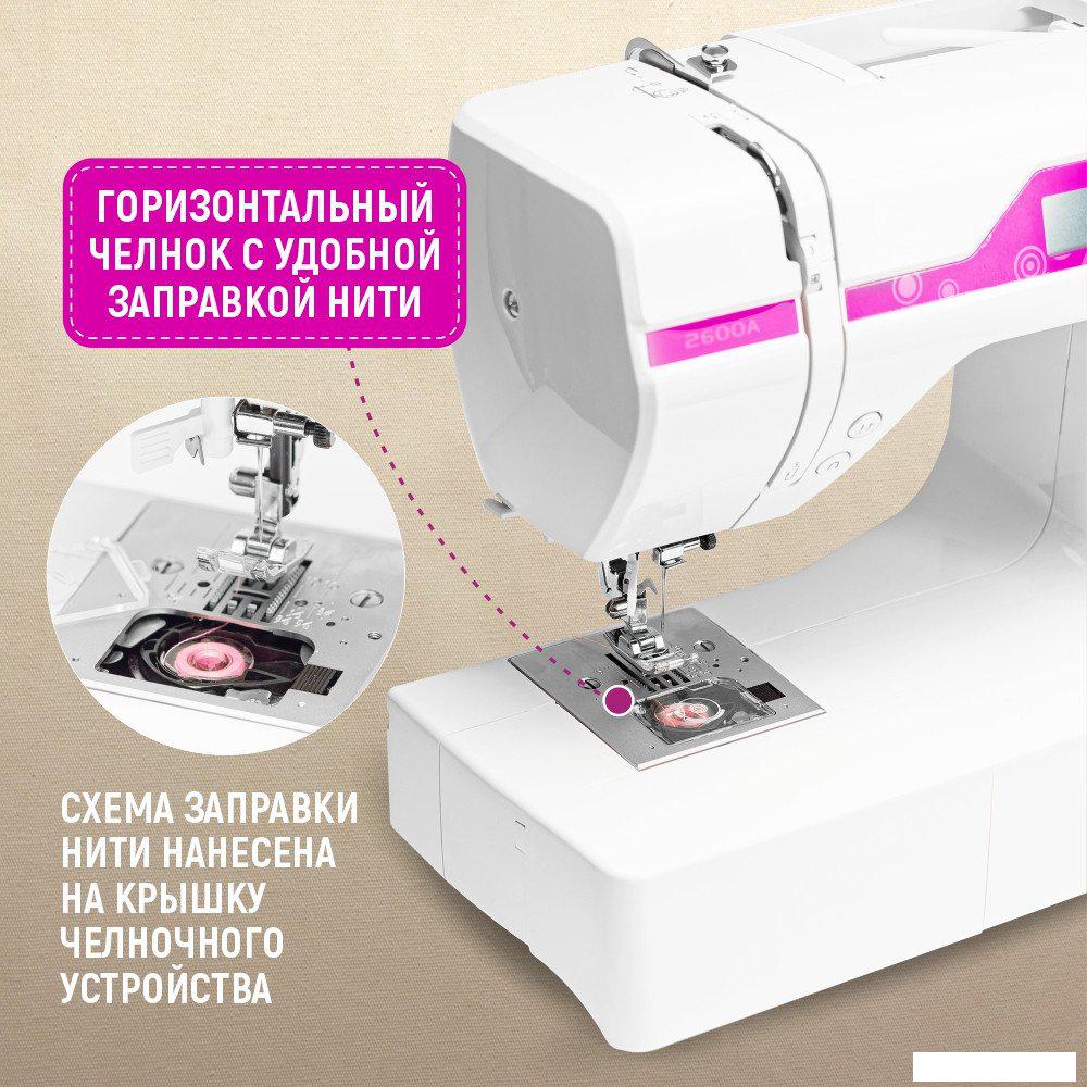 Электромеханическая швейная машина Janete 2600A (розовый)- фото3