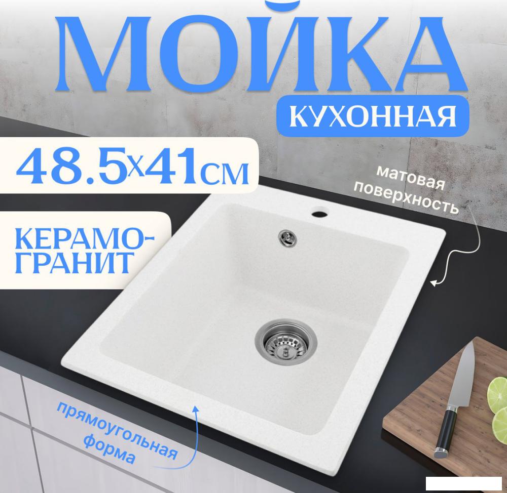 Кухонная мойка Saniteco Silva (белый)- фото