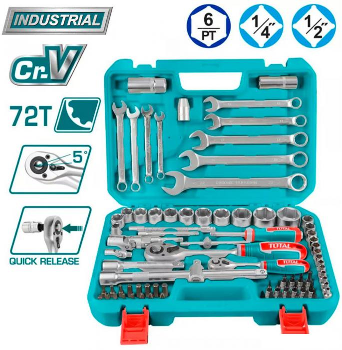 Универсальный набор инструментов Total THT421802 (82 предмета)