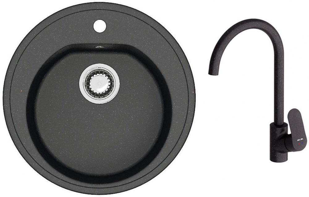 Кухонная мойка Berge BR-5200 + Like F8007122 (черный)- фото