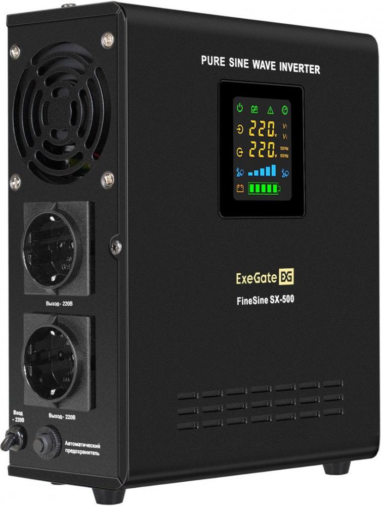 Источник бесперебойного питания ExeGate FineSine SX-500.LCD.AVR.2SH EX295995RUS- фото