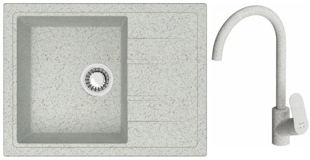 Кухонная мойка Berge BR-5850 + смеситель AM.PM Like F8007133 (серый)- фото