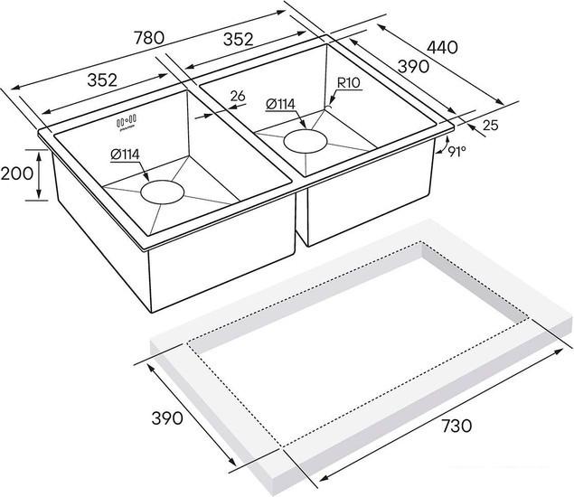 Кухонная мойка Paulmark PM217551-GM- фото4