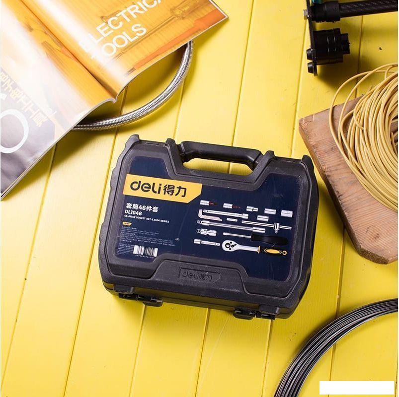 Набор трещотка с головками и битами Deli DL1046 (46 предметов)- фото4