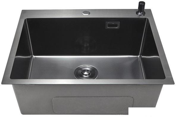 Кухонная мойка Stellar Decor S7050NB-D (нано черный)- фото2