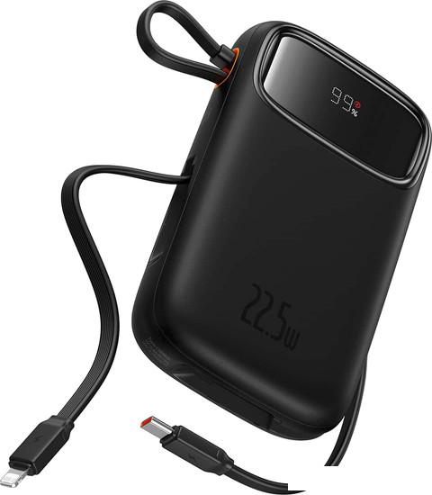 Внешний аккумулятор Baseus Qpow2 Dual-Cable Digital Display Fast Charge Power Bank 22.5W 10000mAh (черный)- фото