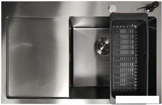 Кухонная мойка Stellar Decor S6550NB-R-D (нано черный)- фото