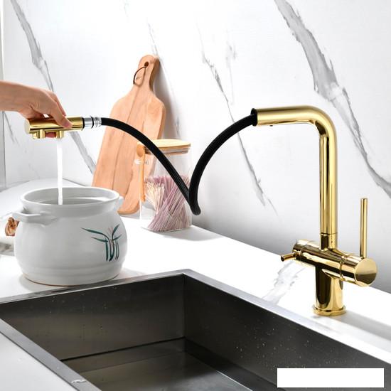 Смеситель Paulmark Serpentine SE213222-G (золото)- фото3