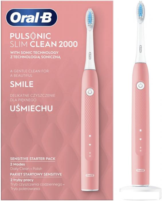 Электрическая зубная щетка Oral-B Pulsonic Slim Clean 2000 (розовый)- фото