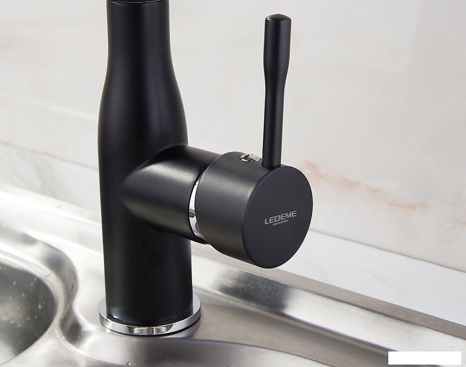 Смеситель Ledeme H98 L4698B (черный матовый)- фото4