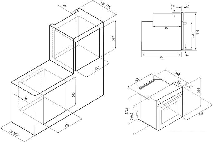 Газовый духовой шкаф Krona Stretto 45 BL- фото3
