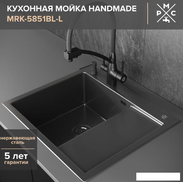 Кухонная мойка РМС MRK-5851BL-L (с дозатором)- фото4