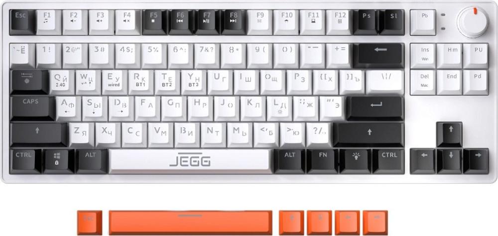 Клавиатура JEGG ZA87 Pro White Black Orange (TNT Yellow)- фото