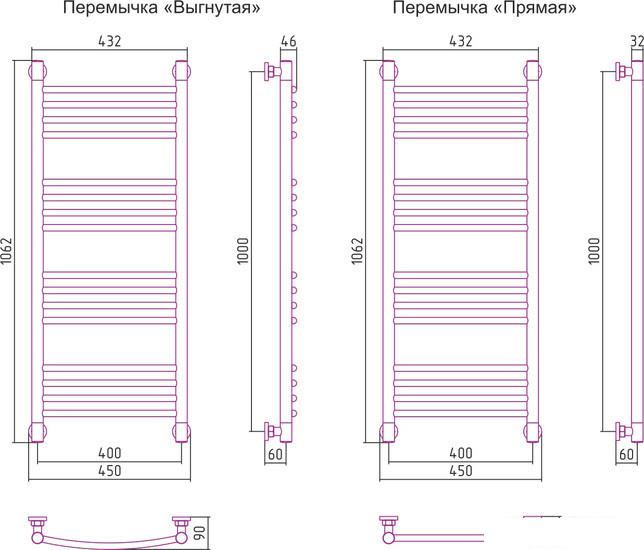 Полотенцесушитель Сунержа Богема+ 1000x400 30-0220-1040- фото3