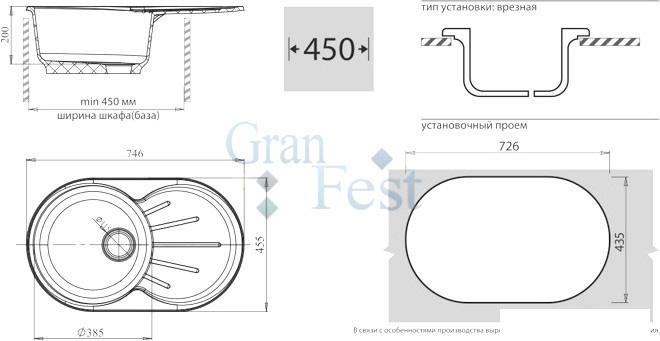 Кухонная мойка GranFest GF-R750L (черный)- фото2