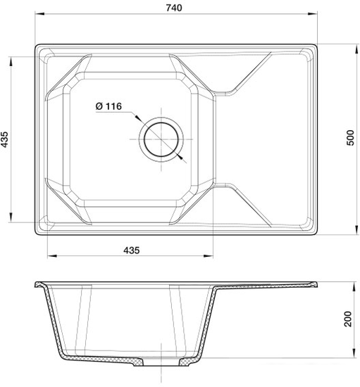 Кухонная мойка GranFest GF-U-740L (иней)- фото3