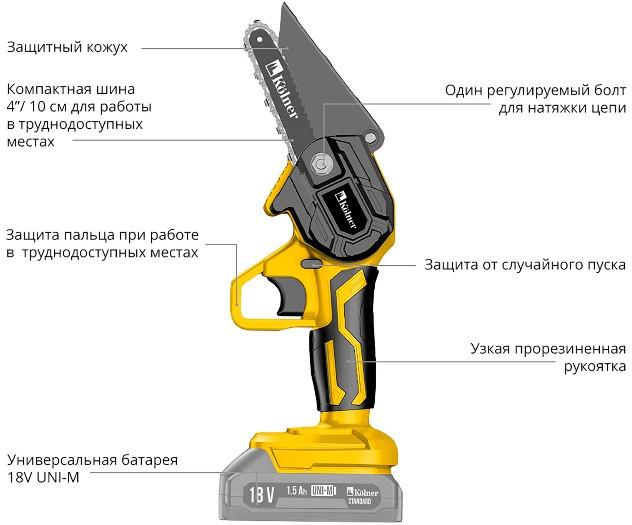 Аккумуляторная пила Kolner KCS 18-10-2K (с 2-мя АКБ)- фото2