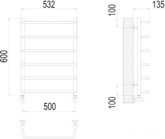 Полотенцесушитель TERMINUS Стандарт П6 500x600 нп- фото3