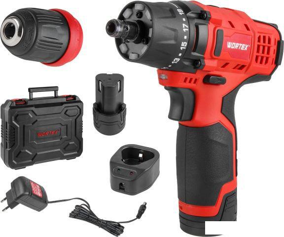 Дрель-шуруповерт Wortex LX BD 1215 Li Set 1326470 (с 2-мя АКБ, кейс)- фото