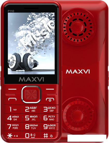 Кнопочный телефон Maxvi P110 (красный)- фото