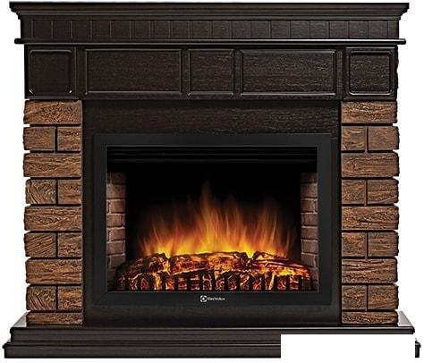 Портал Firelight Bricks Wood 30 (камень темный, шпон венге)- фото