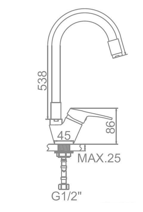 Смеситель Ledeme L4132-9 (хром/серый)- фото2