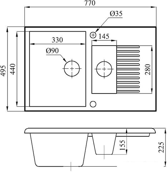 Кухонная мойка БелЭворс Forma R (бежевый, без сифона)- фото2