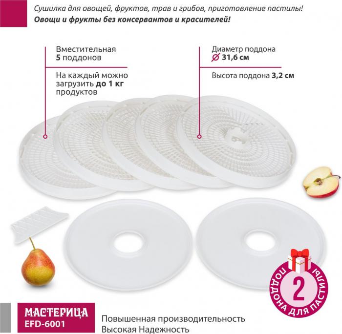 Сушилка для овощей и фруктов Мастерица EFD-6001- фото3