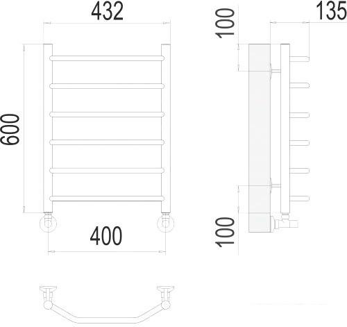 Полотенцесушитель TERMINUS Виктория П6 400x600 нп (хром)- фото3