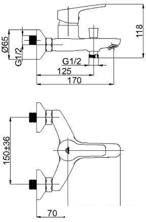 Смеситель Rubineta Uno-10/K (BK2) N10D661- фото2