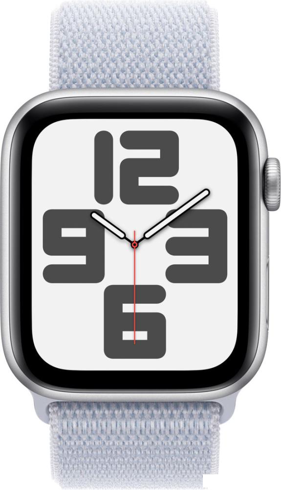Умные часы Apple Watch SE 2 44 мм (алюминиевый корпус, серебристый/голубой, нейлоновый ремешок)- фото2