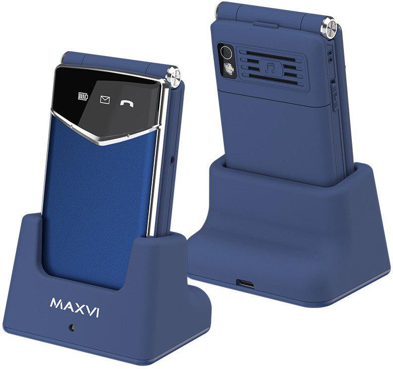 Телефон Maxvi E11ds (синий/серебристый)- фото