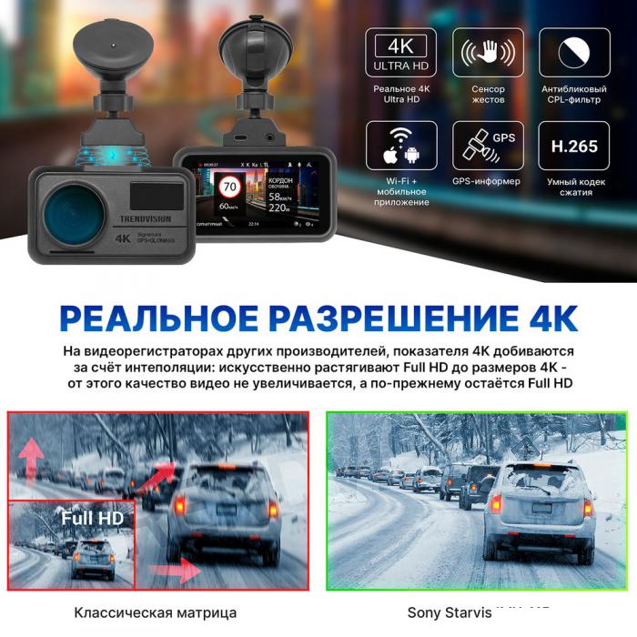 Видеорегистратор-GPS информатор (2в1) TrendVision TDR-725 Real 4K- фото3