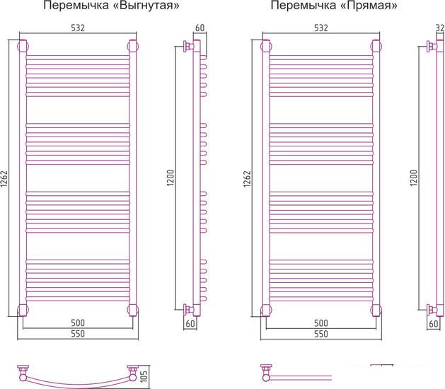 Полотенцесушитель Сунержа Богема+ 1200x500 071-0220-1250- фото3
