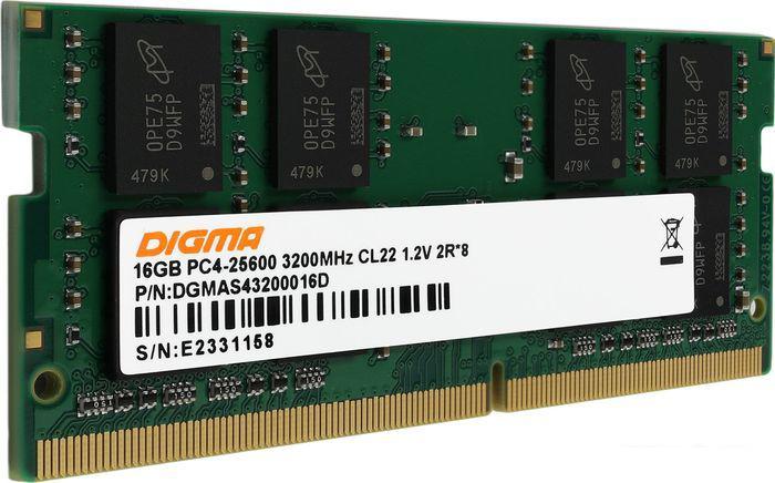 Оперативная память Digma 16ГБ DDR4 SODIMM 3200 МГц DGMAS43200016D- фото3